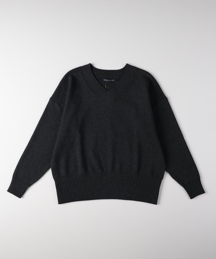 【新品】CPG　Vネック　ニット　タグ付き コットン混Vネックセーター(S ダークグレー): トップス｜Right-on公式