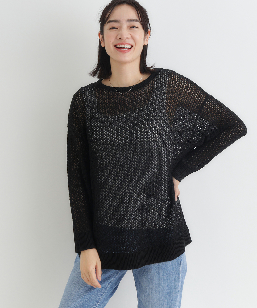 透かし編みニットプルオーバー