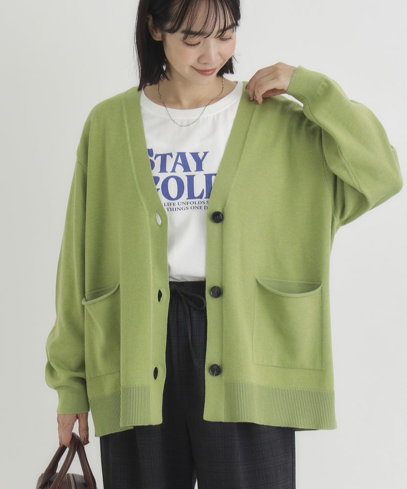 AURALEE Vネックカーディガン ライトグリーン ライトVネックカーディガン｜ユニクロの通販｜&mall（アンド