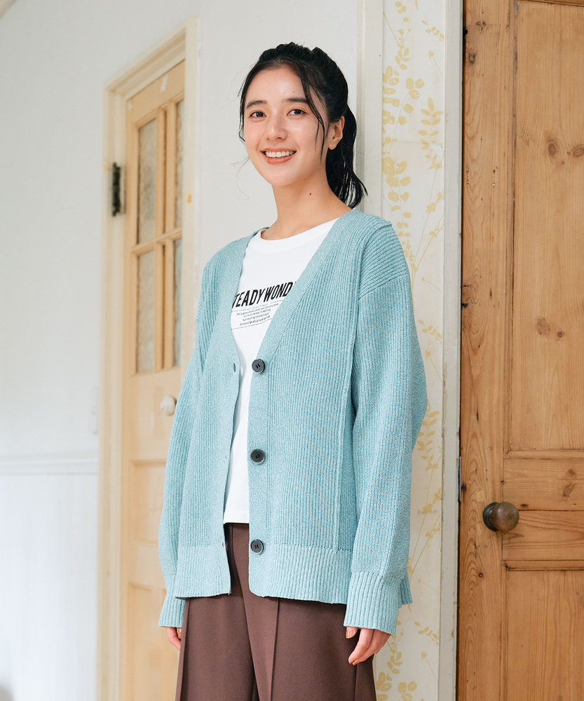 <カートにて10％off：WEB限定/12/8まで>【体のラインを拾いにくい】畦編みニットカーディガン