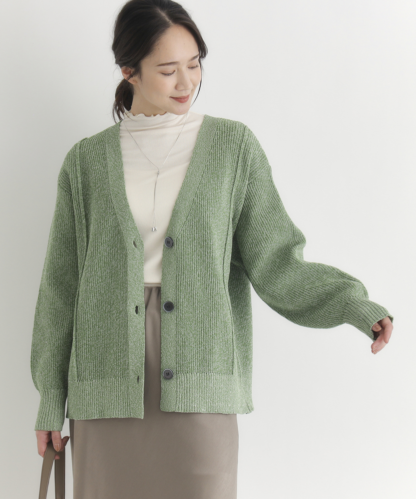 <カートにて10％off：WEB限定/12/8まで>【体のラインを拾いにくい】畦編みニットカーディガン