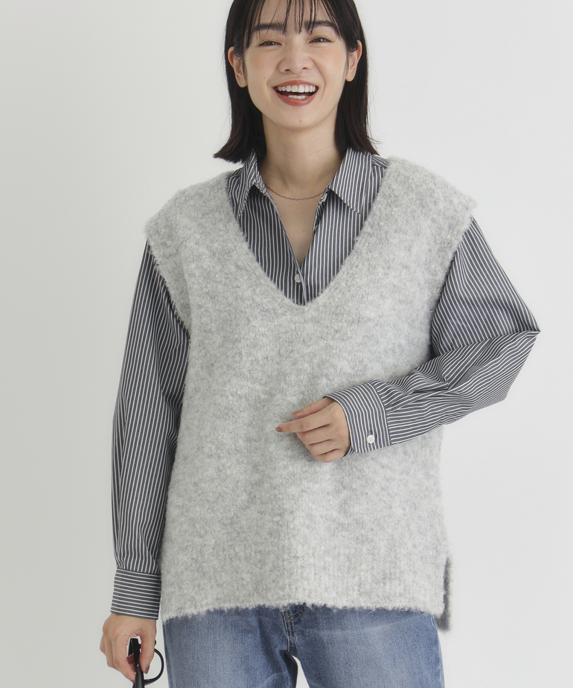 E*N様 【美品】 ブルネロクチネリ ニットベスト コットン グレー S 美品】 ブルネロクチネリ ニットベスト コットン グレー S