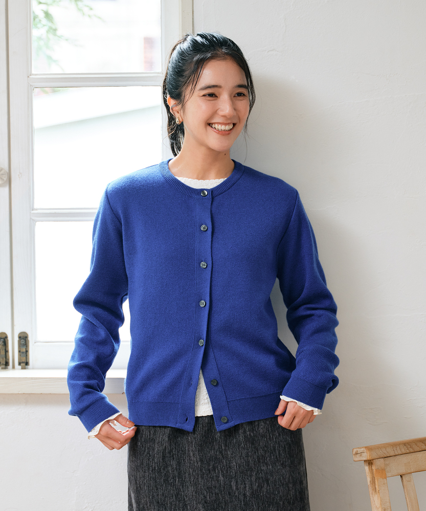<カートにて10％off：WEB限定/12/8まで>「日本製」クルーネックカーディガン