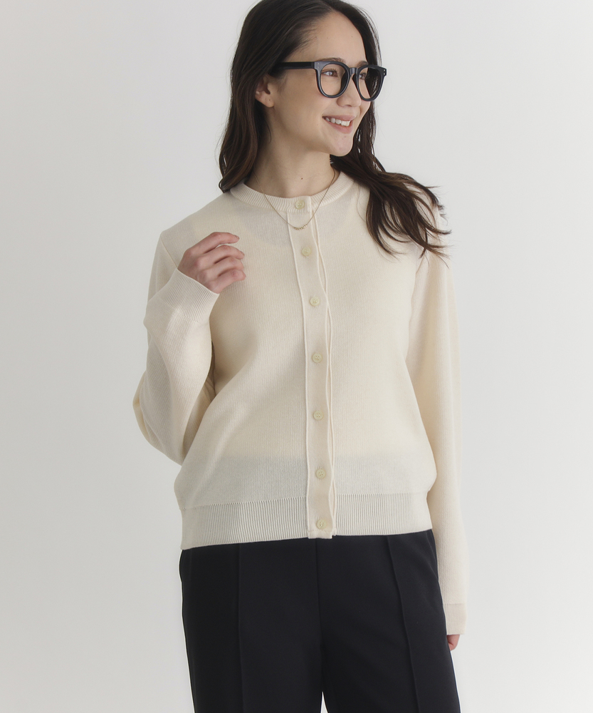 <カートにて10％off：WEB限定/12/8まで>「日本製」クルーネックカーディガン