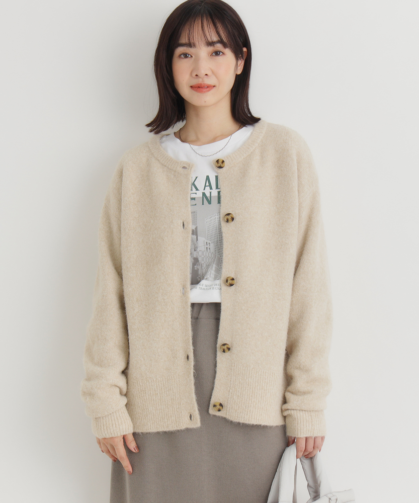 シャギークルーカーディガン