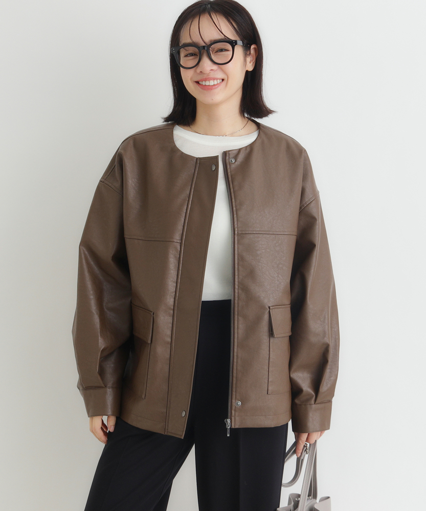 パイピングノーカラージャケット(M オフシロ): ジャケット/アウター