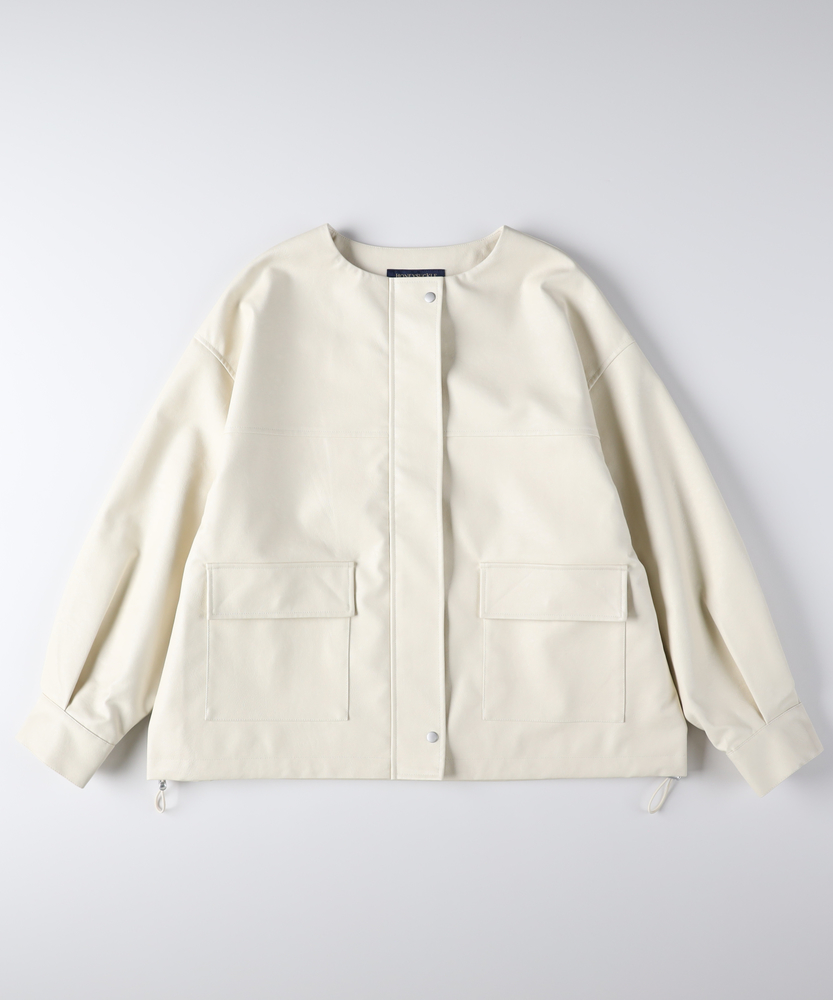 フェイクレザーノーカラージャケット(M ブラック): ジャケット