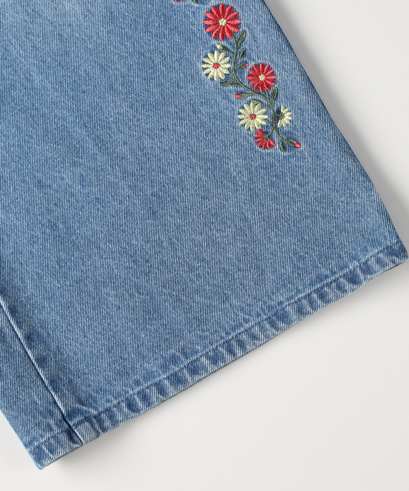 デニム刺繍ワイドパンツ(110 サックス): ボトムス｜Right-on公式