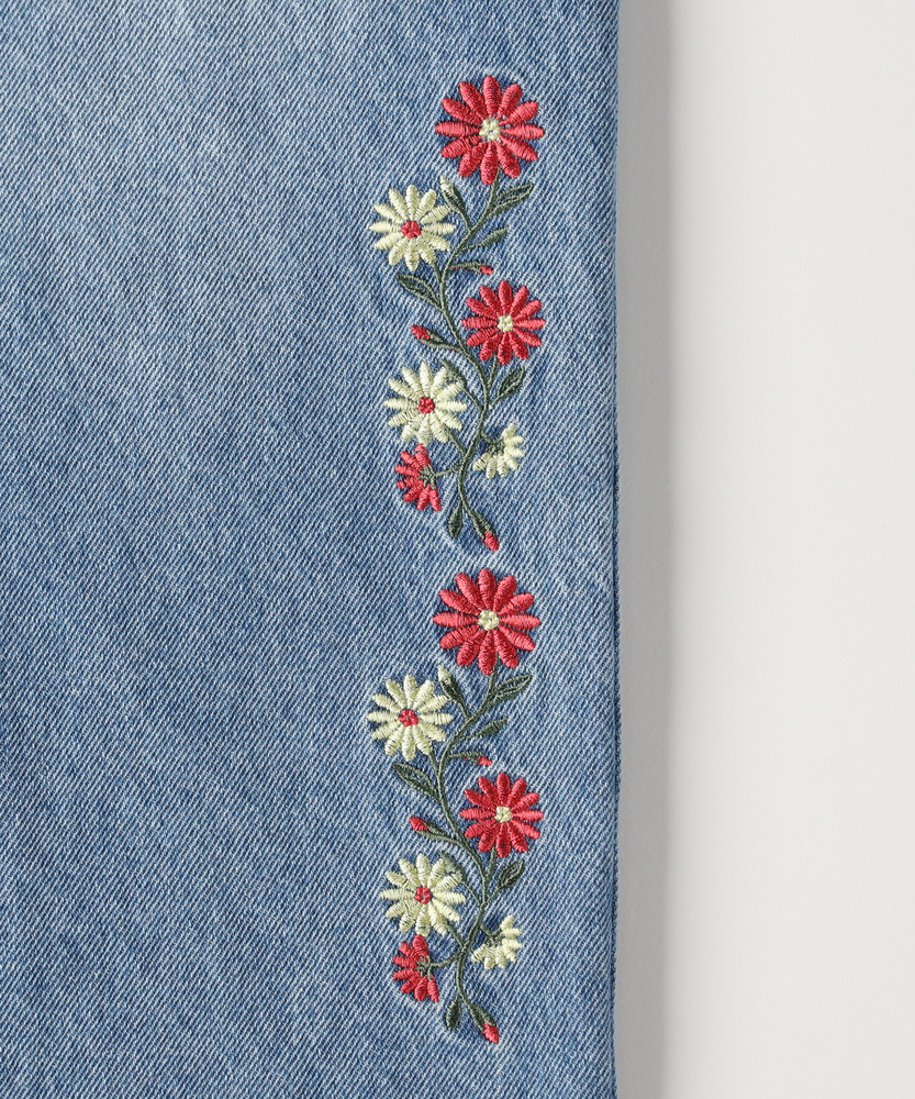 デニム刺繍ワイドパンツ(110 サックス): ボトムス｜Right-on公式