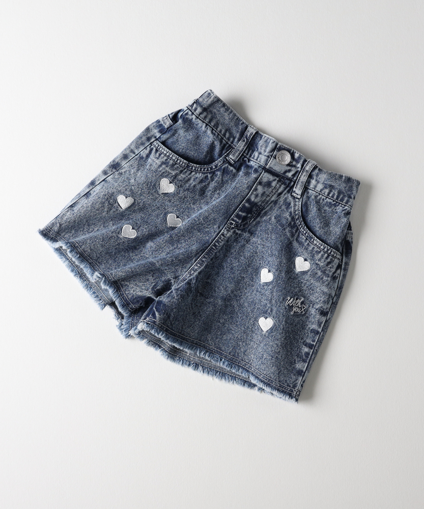 ハート刺繍デニムショートパンツ(130 ブルー): ボトムス｜Right