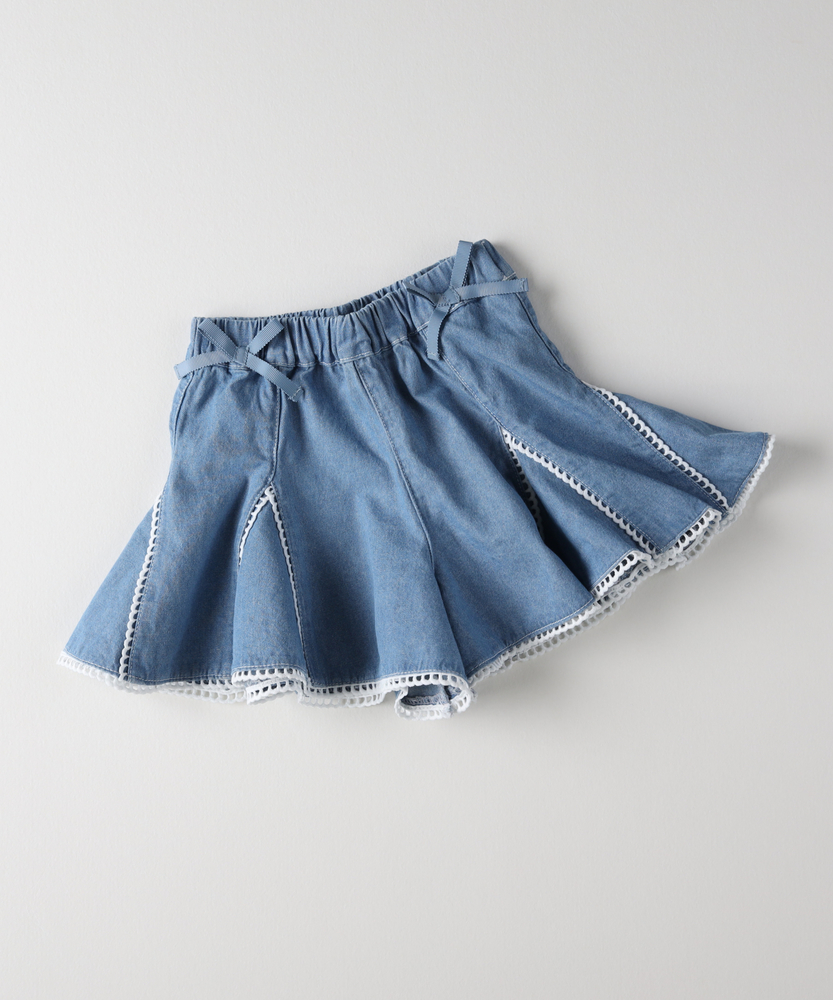 レース切り替えキュロットパンツ(110 サックス): ボトムス｜Right-on