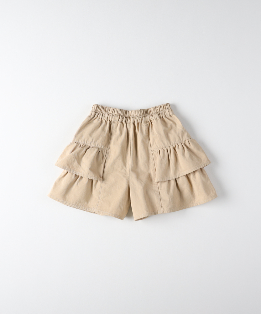yukiemonn ベージュ フリル付きポケット キュロット yukiemonn ベージュ フリル付きポケット キュロット Biquette
