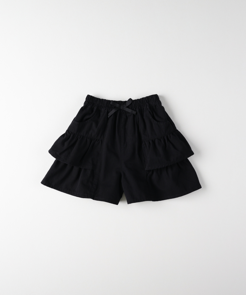 メルシーボークー テロプリ プリーツ キュロト パンツ ブラック