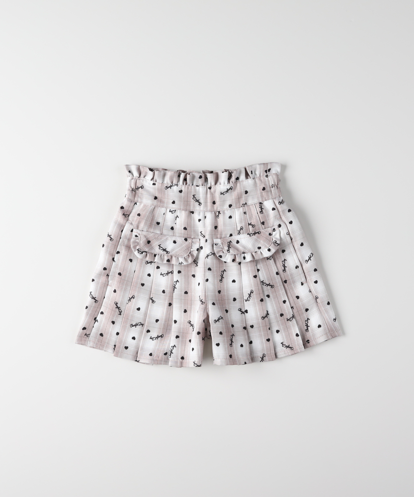 ロゴプリントチェックキュロットパンツ