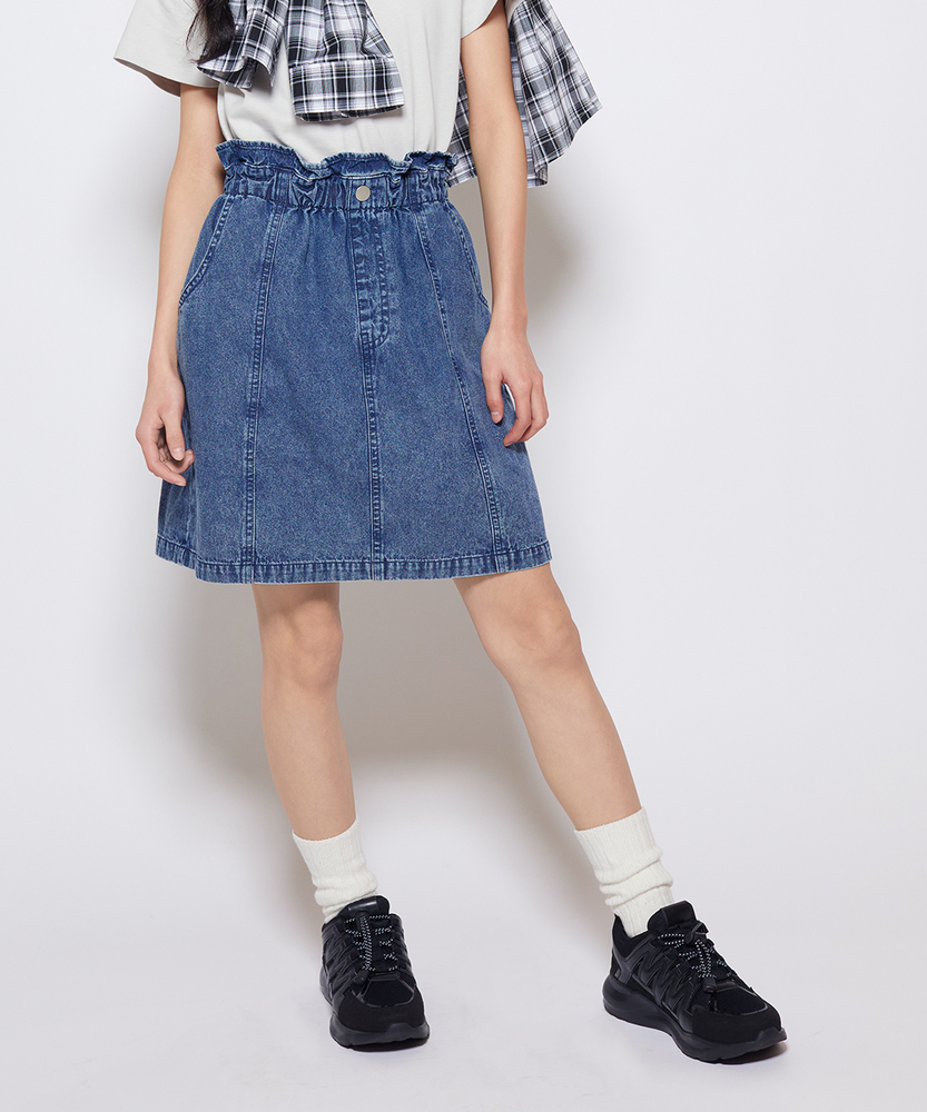 デニムウエストフリルスカート