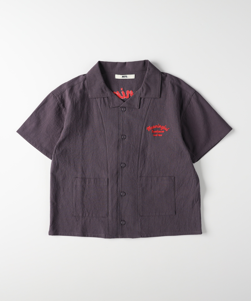 バック刺繍開襟シャツ