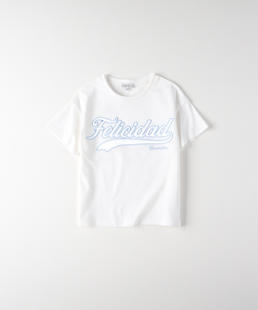 SALE‼️ローブ　vivapresto 半袖Tシャツ 刺繍 ホワイト 未使用 サテンアップリケ刺繍半袖Tシャツ(130 ブラック): トップス