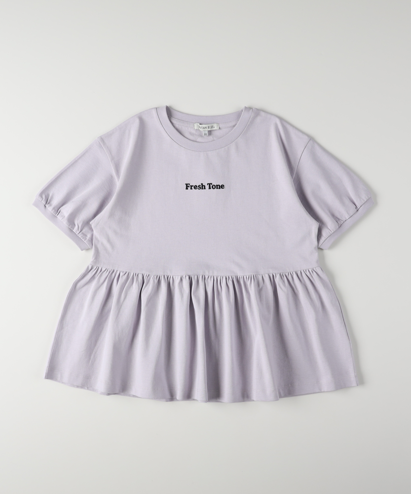 ワンポイント刺繍ペプラムTシャツ