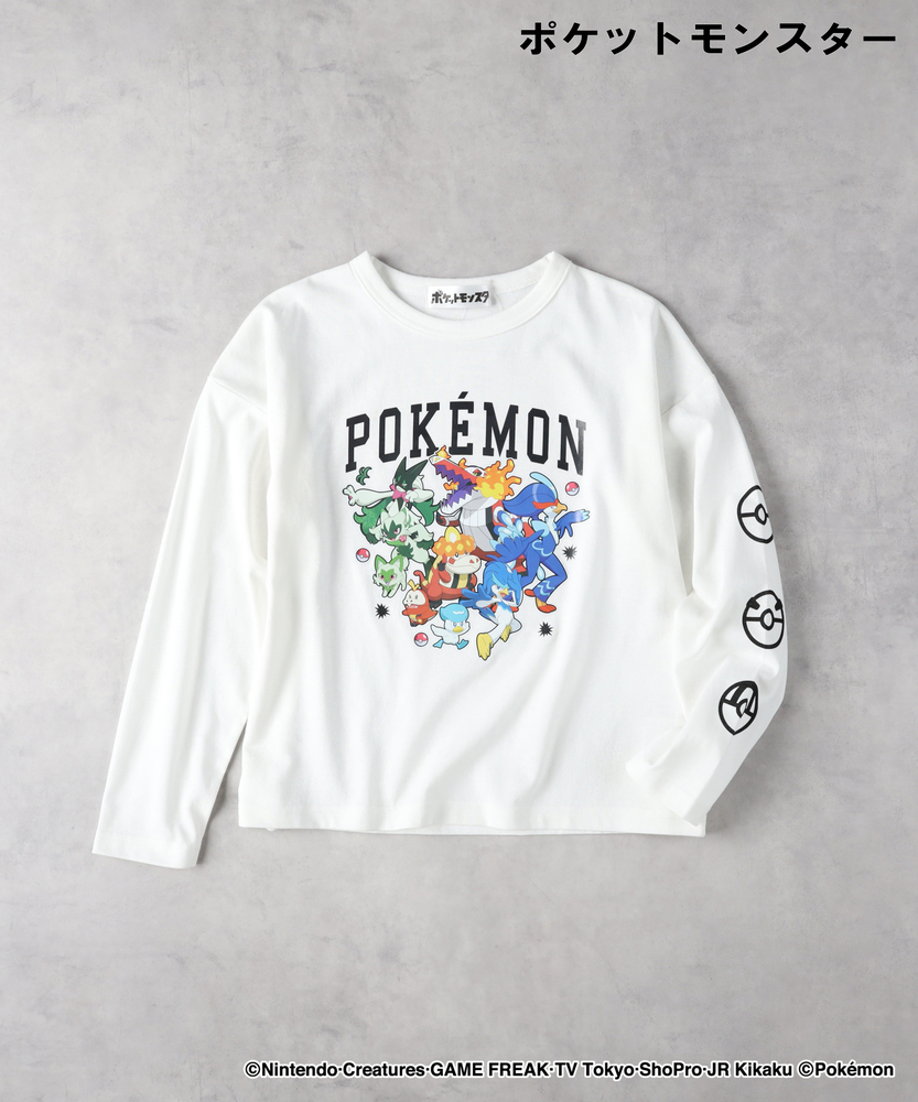 【一度着用】オリジナルスティッチ　ポケモン 長袖シャツ ワタッコ　M L 一度着用】オリジナルスティッチ ポケモン 長袖シャツ ワタッコ