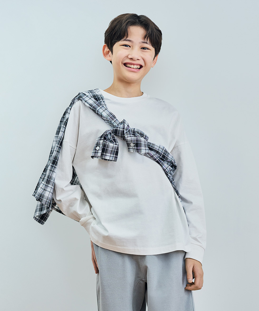 バックロゴプリントフットボール長袖Tシャツ