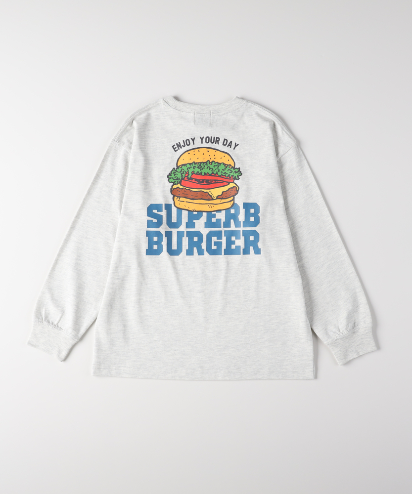 ビッグシルエットフードプリント長袖Tシャツ