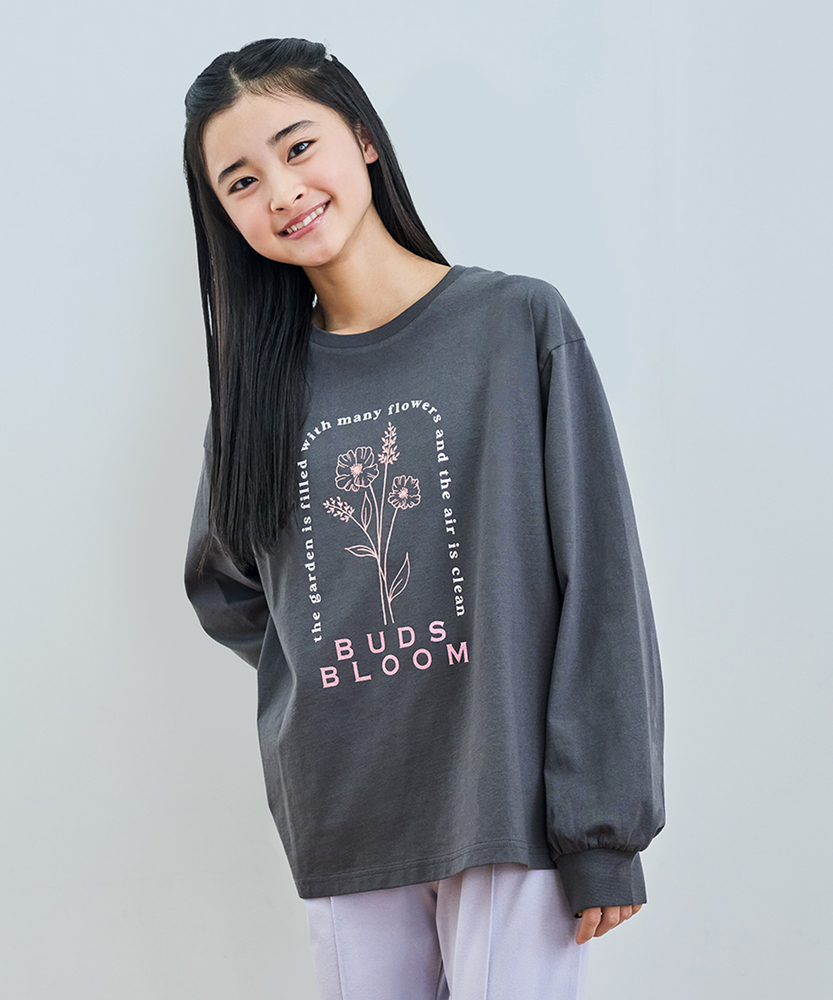 モチーフロゴプリント長袖Tシャツ(110 サックス): トップス｜Right-on