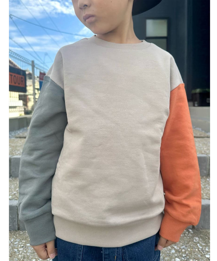 <カートにて10％off：WEB限定/12/8まで>袖配色スウェットプルオーバー