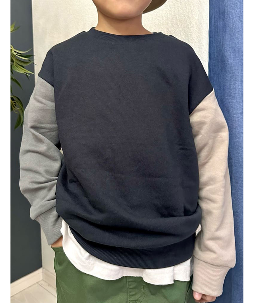 <カートにて10％off：WEB限定/12/8まで>袖配色スウェットプルオーバー