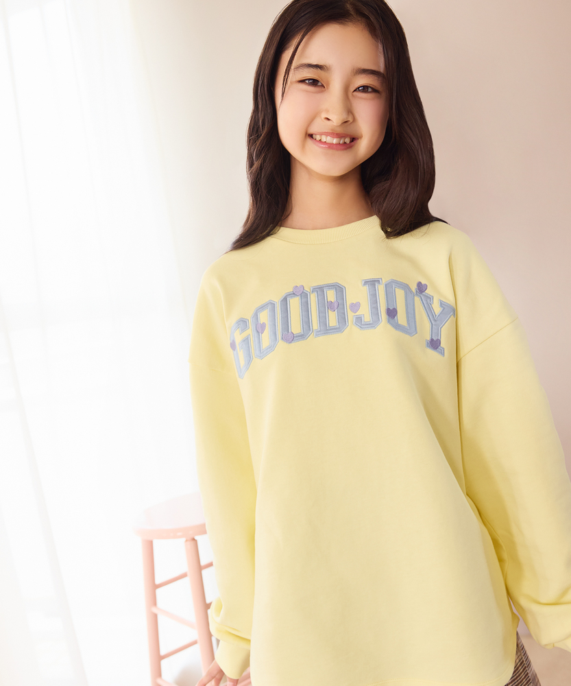 <カートにて10％off：WEB限定/12/8まで>【人気アイテム】袖ボリュームスウェットプルオーバー（綿の着心地/カワイイ/ラメ/プリント/袖ボリューム/お手入れ簡単）