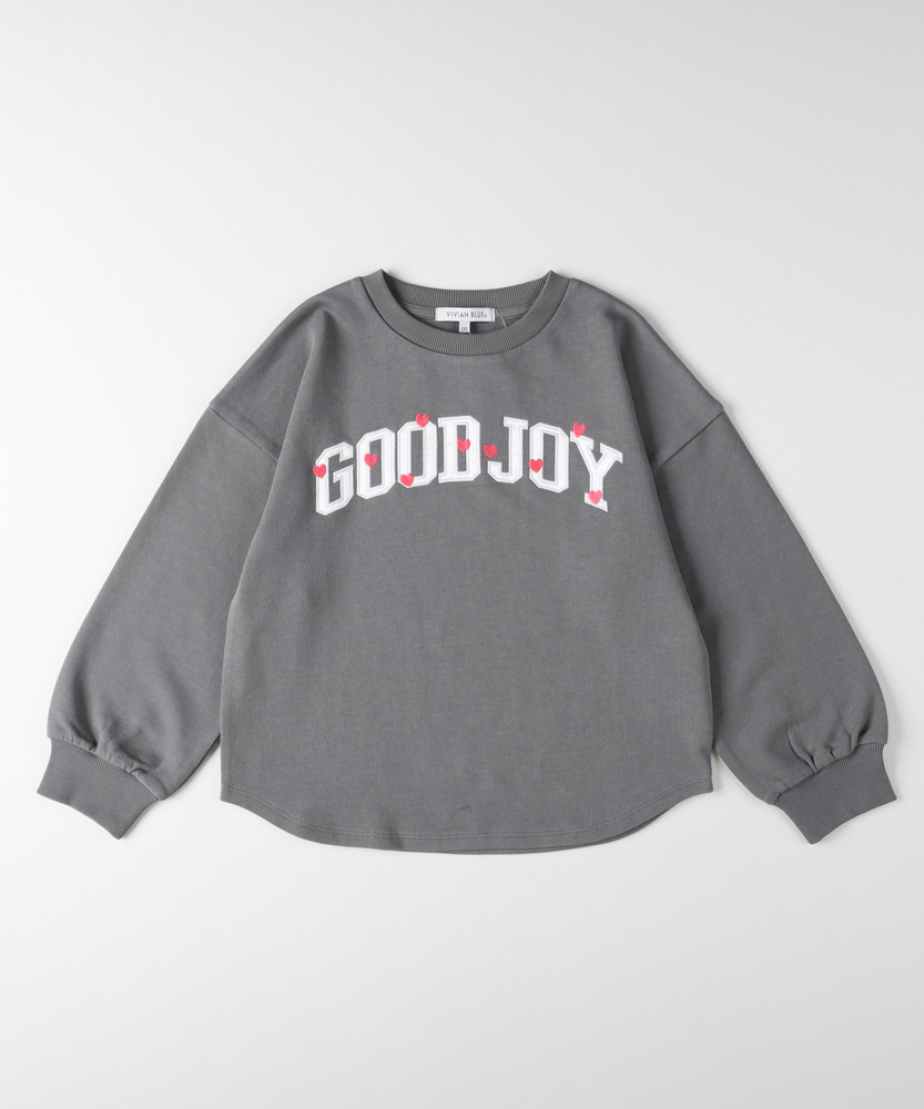 <カートにて10％off：WEB限定/12/8まで>【人気アイテム】袖ボリュームスウェットプルオーバー（綿の着心地/カワイイ/ラメ/プリント/袖ボリューム/お手入れ簡単）