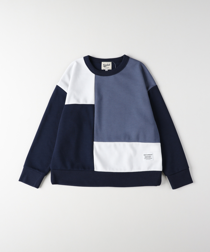 <カートにて10％off：WEB限定/12/8まで>3色切替え配色スウェットプルオーバー