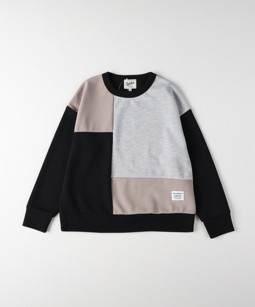 <カートにて10％off：WEB限定/12/8まで>3色切替え配色スウェットプルオーバー