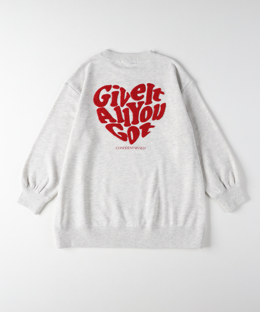 <カートにて10％off：WEB限定/12/8まで>ハートサガラ刺繍スウェットチュニック