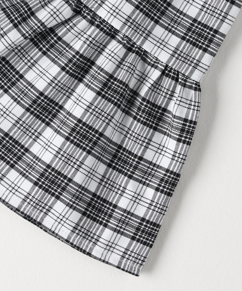 チェックキャミソールレイヤード風ティアードワンピース(110