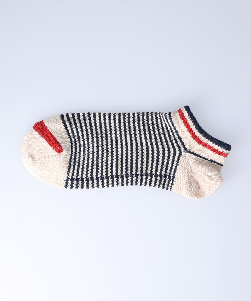 ヘンプボーダー柄ソックス(25-27 ネイビー): 靴下/アンダーウェア