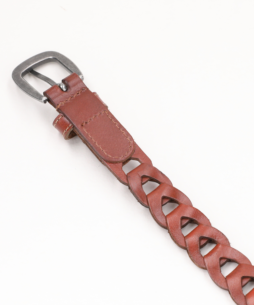 レザーチェーンデザインベルト(ONE SIZE ブラウン): ファッション雑貨