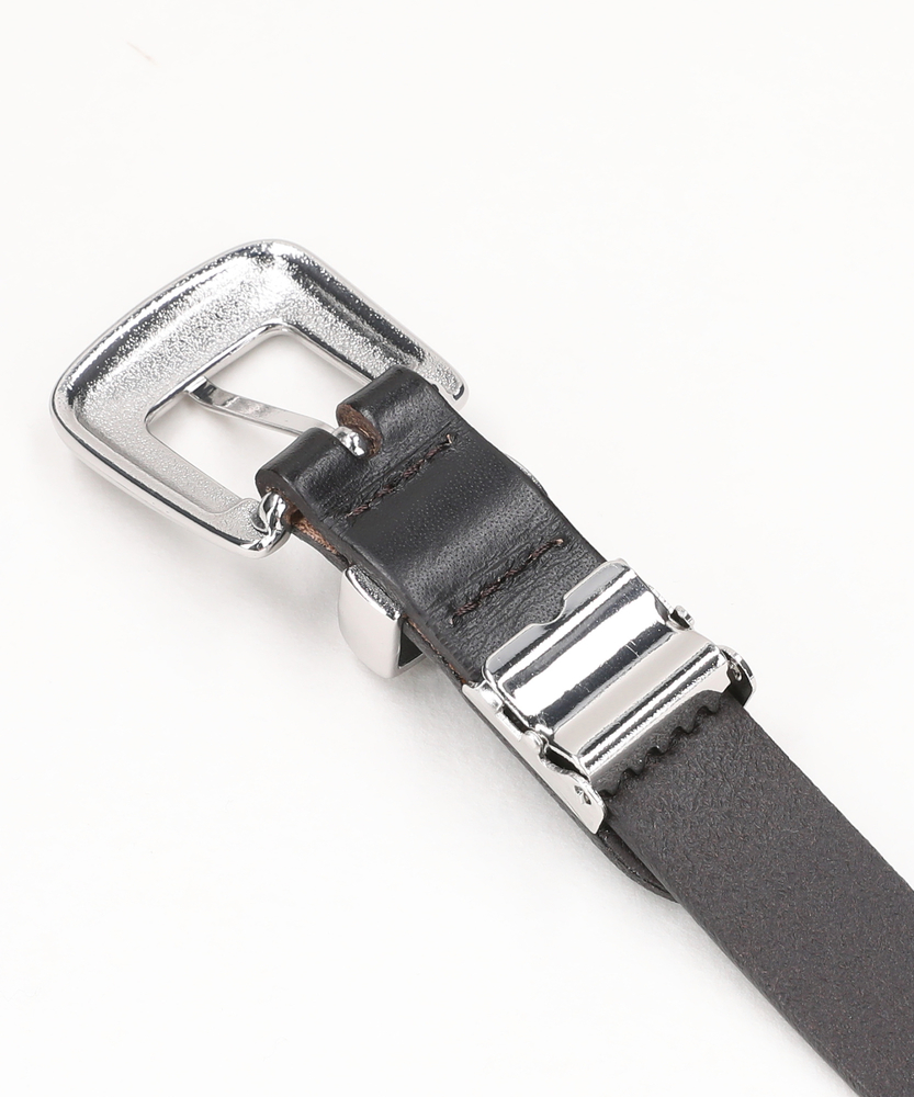 34mmレザーナローロングベルト(ONE SIZE ブラック): ファッション雑貨