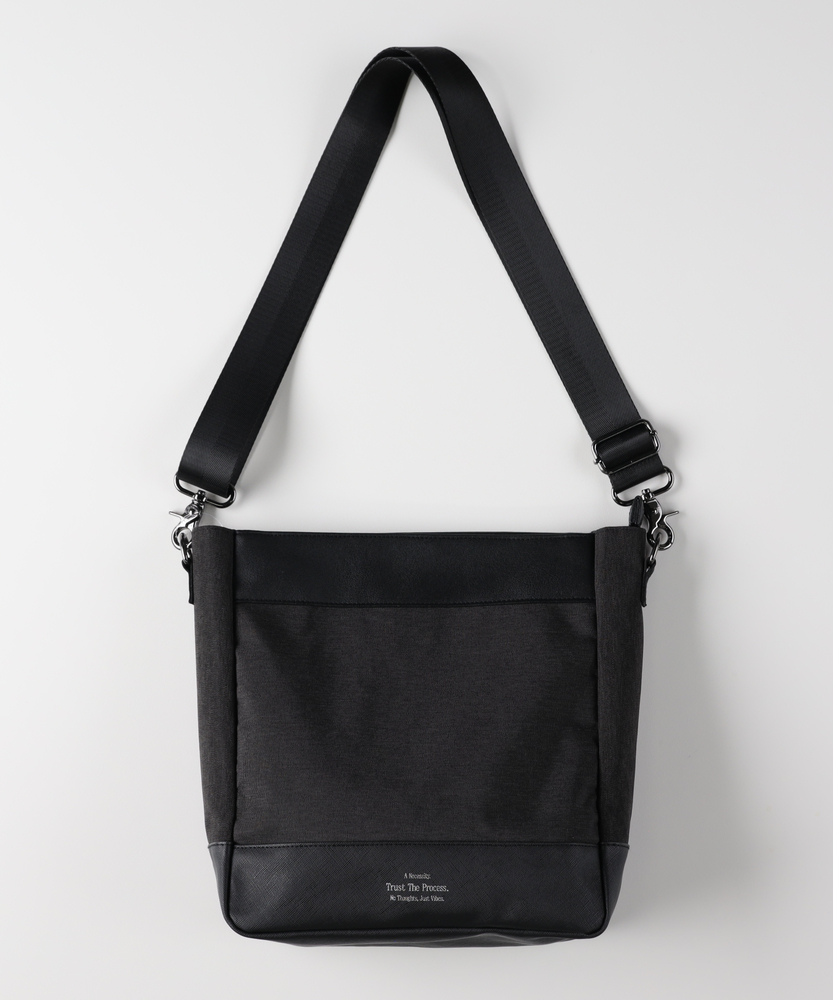 杢調ポリコンビスクエアショルダーバッグ