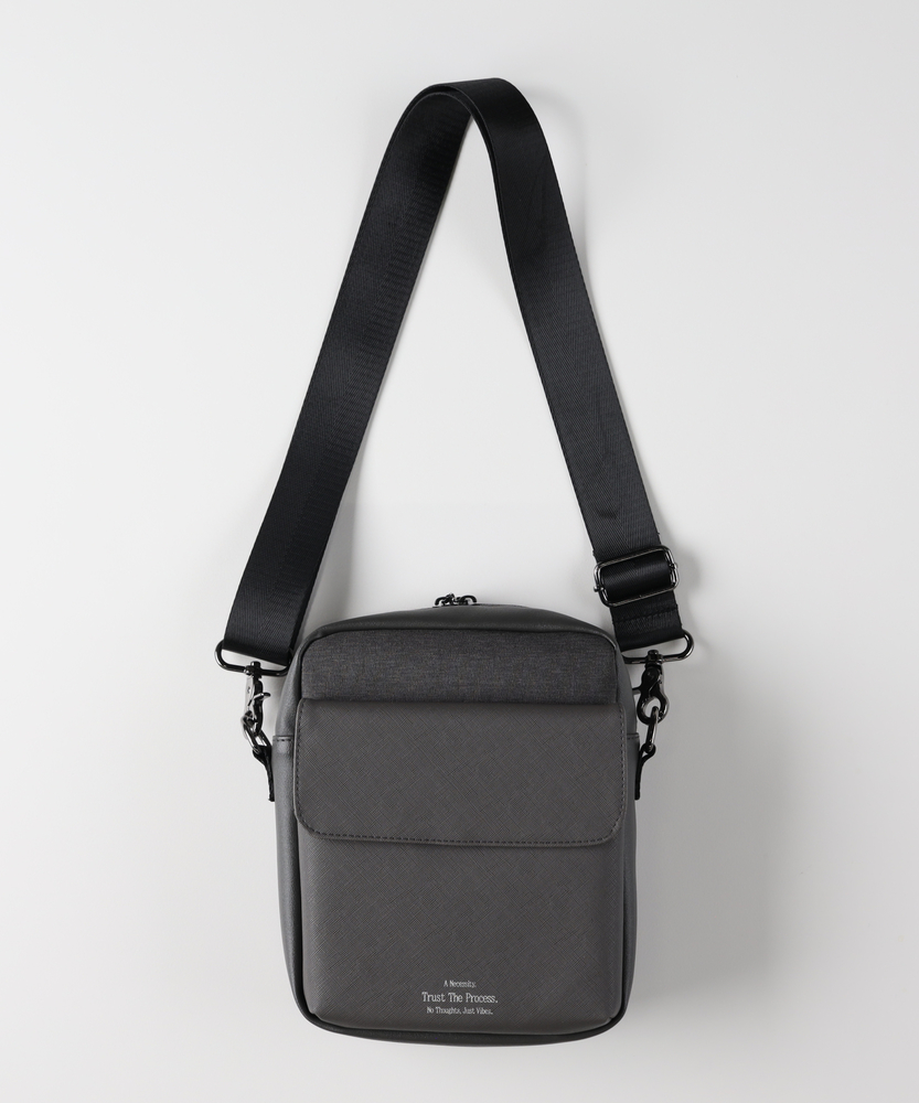 杢調ポリコンビスクエアミニショルダーバッグ