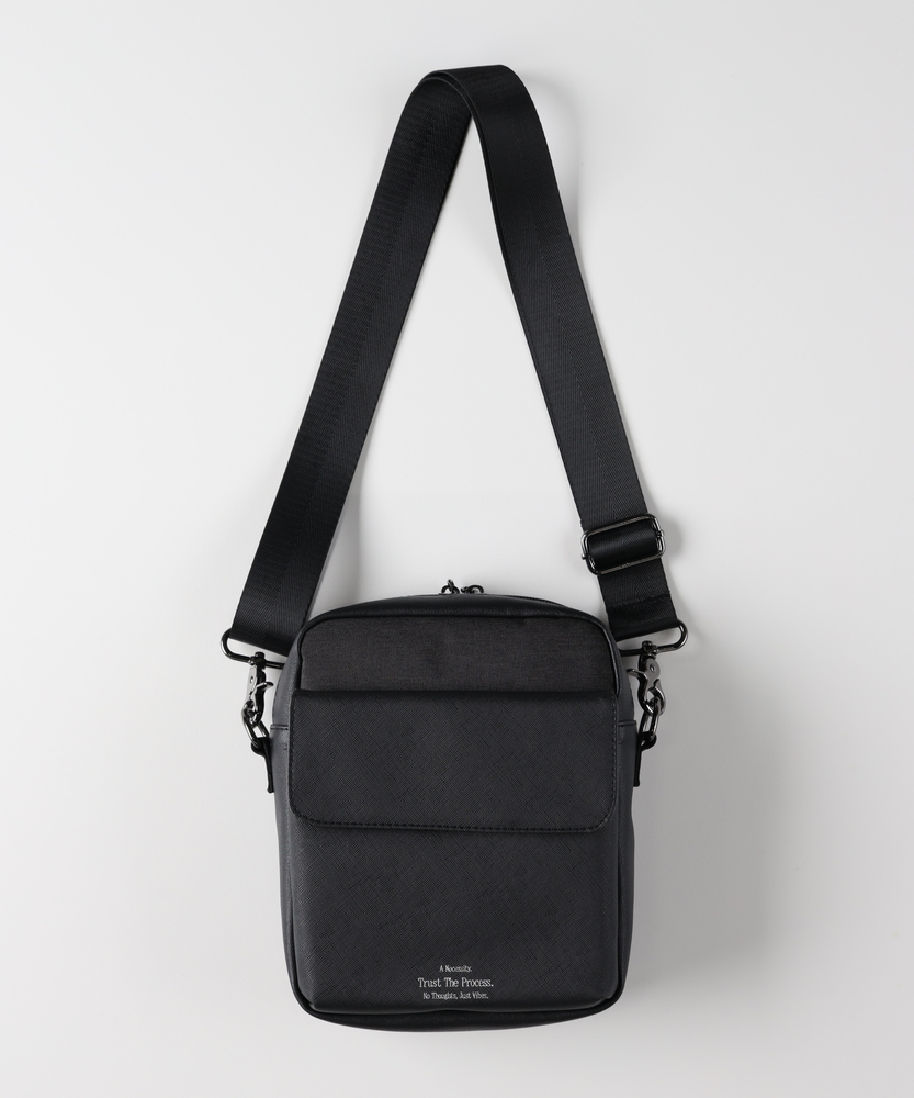 杢調ポリコンビスクエアミニショルダーバッグ