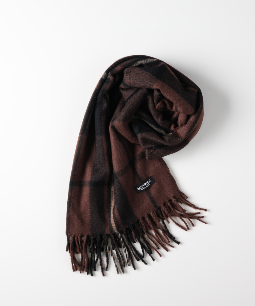 Reflect /ネイビー /チェック柄/Mサイズ チェック柄大判マフラー(ONE SIZE ネイビー): ファッション雑貨