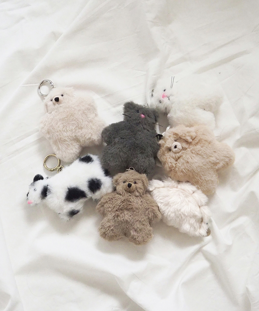 お座りテディ＊チップ＊ チビチビベア付き テディ手乗りチャーム(ONE SIZE ベージュ): ファッション雑貨｜Right