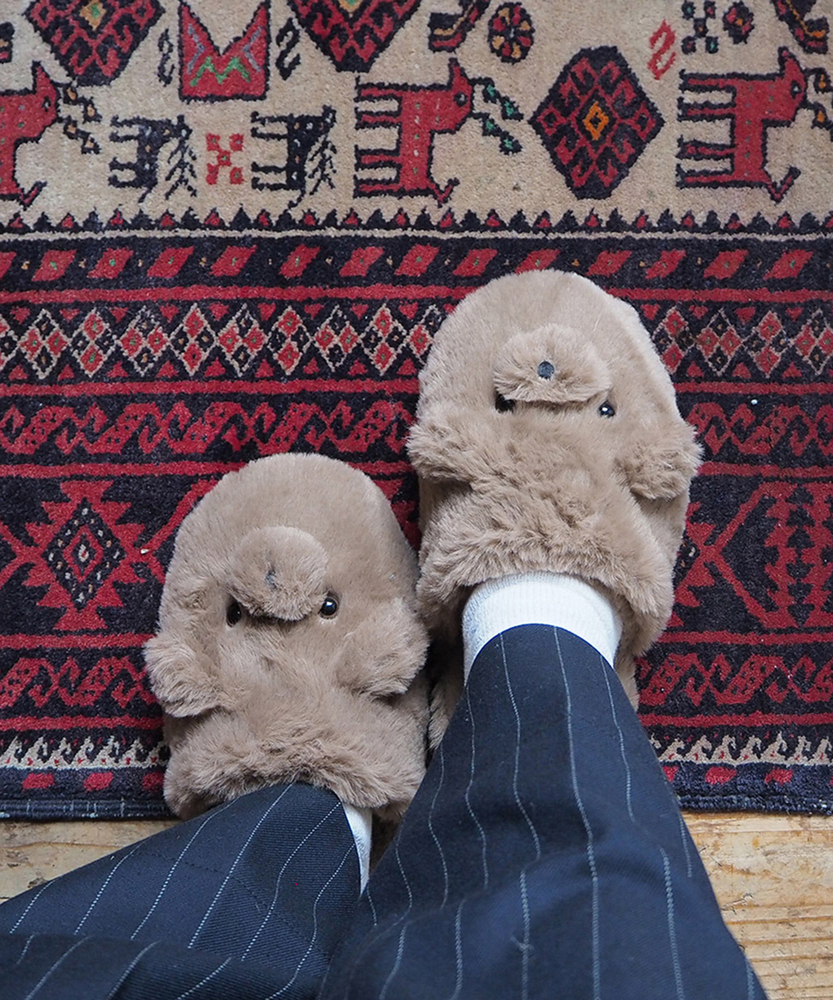 テディヒールスリッパ(ONE SIZE ブラウン): 靴下/アンダーウェア