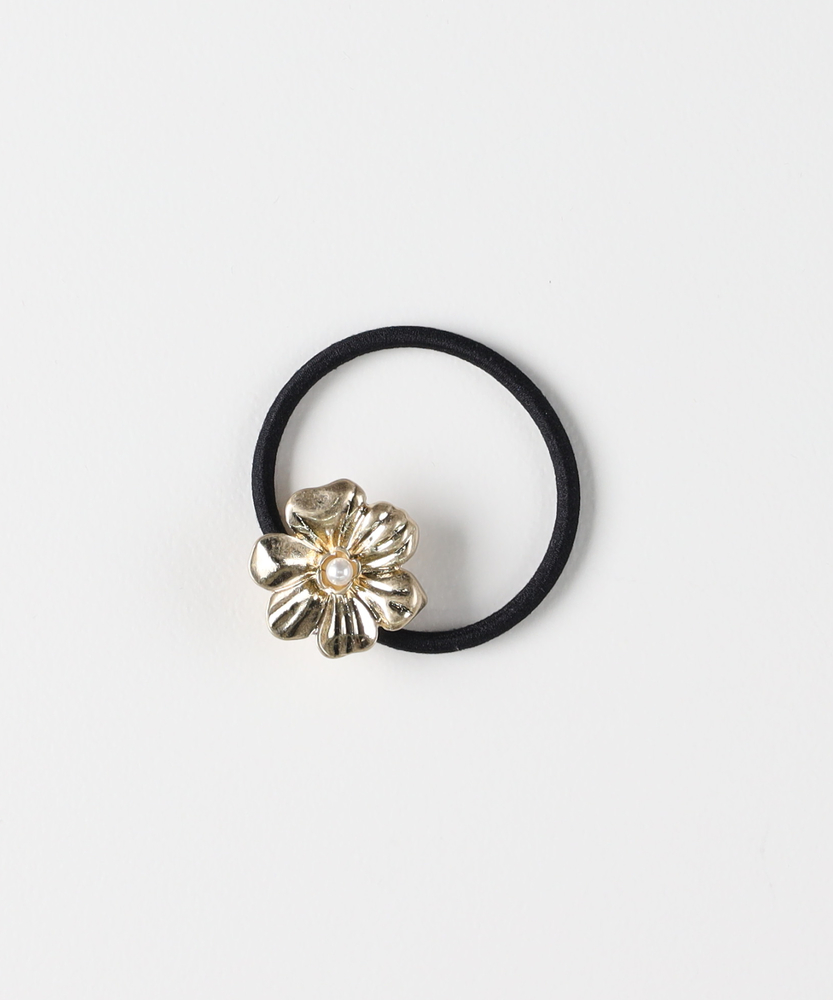 フラワーモチーフヘアゴム(ONE SIZE シルバー): ファッション雑貨
