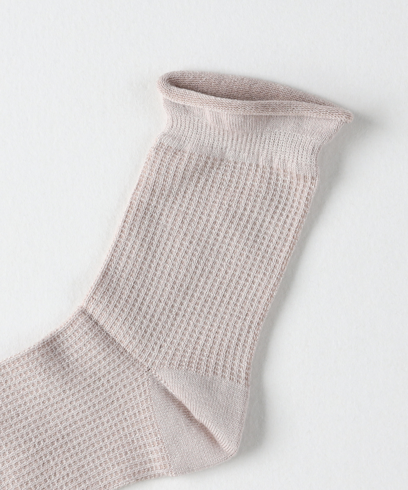 Q竹繊維ワッフルソックス(23-25 ネイビー): 靴下/アンダーウェア