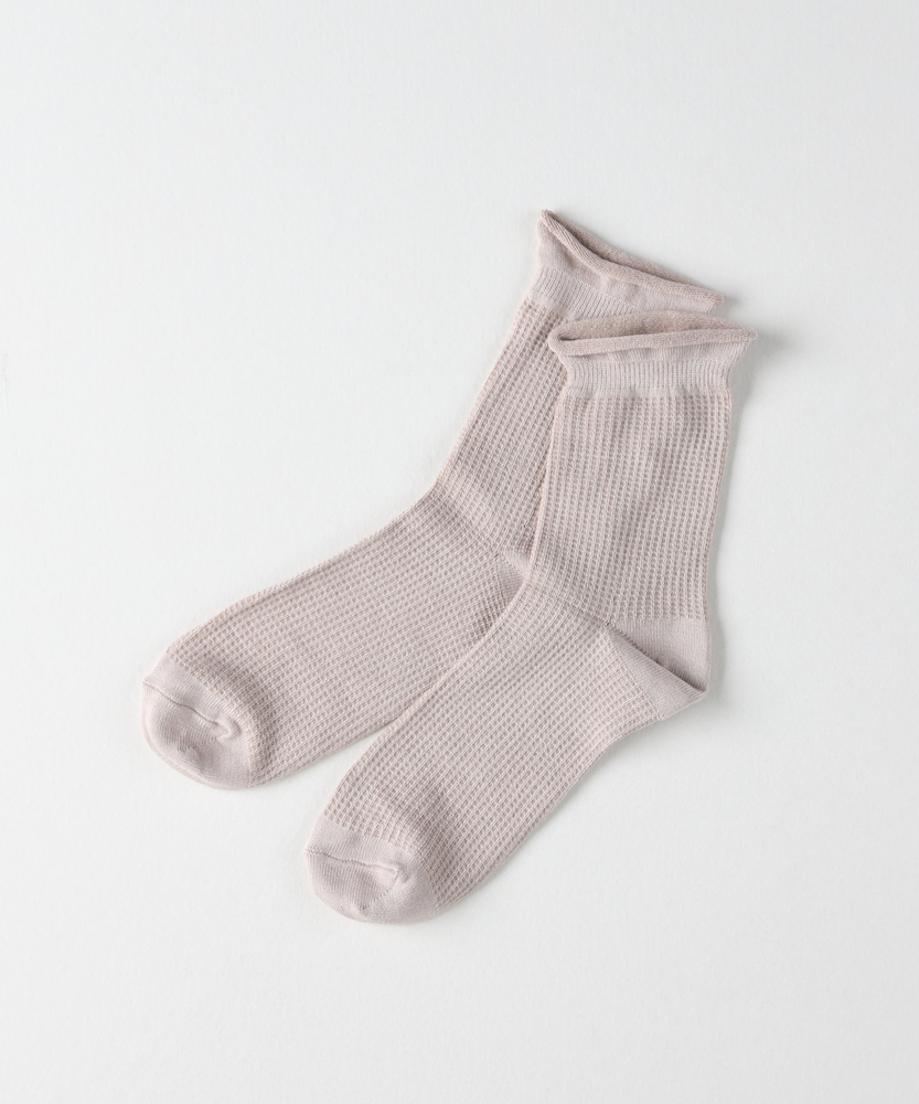 Q竹繊維ワッフルソックス(23-25 ネイビー): 靴下/アンダーウェア