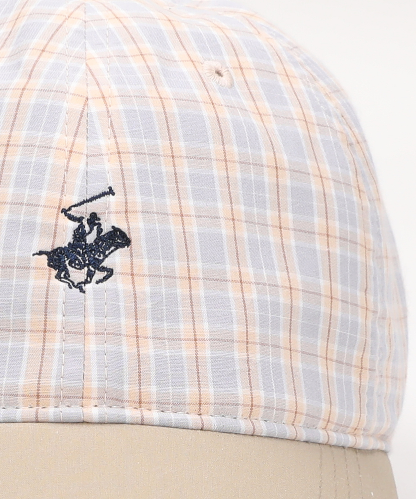 ワンポイント刺繍チェック柄キャップ(ONE SIZE ネイビー＊ブルー
