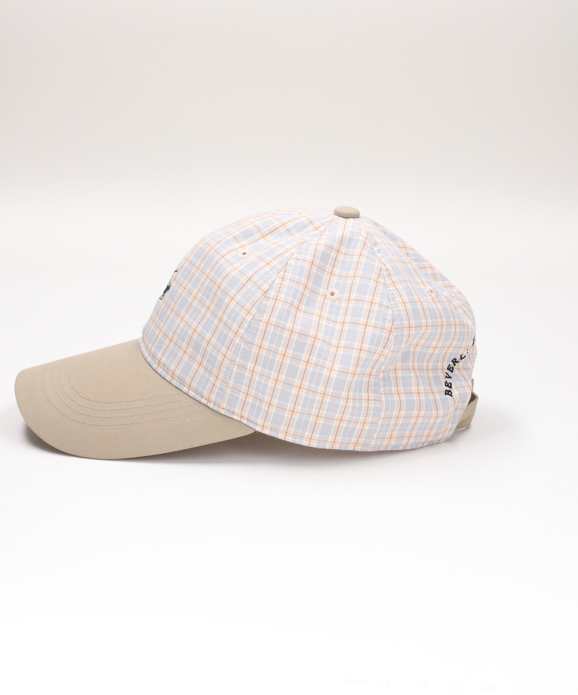 ワンポイント刺繍チェック柄キャップ(ONE SIZE ネイビー＊ブルー