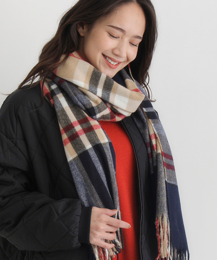 チェック柄大判ストール