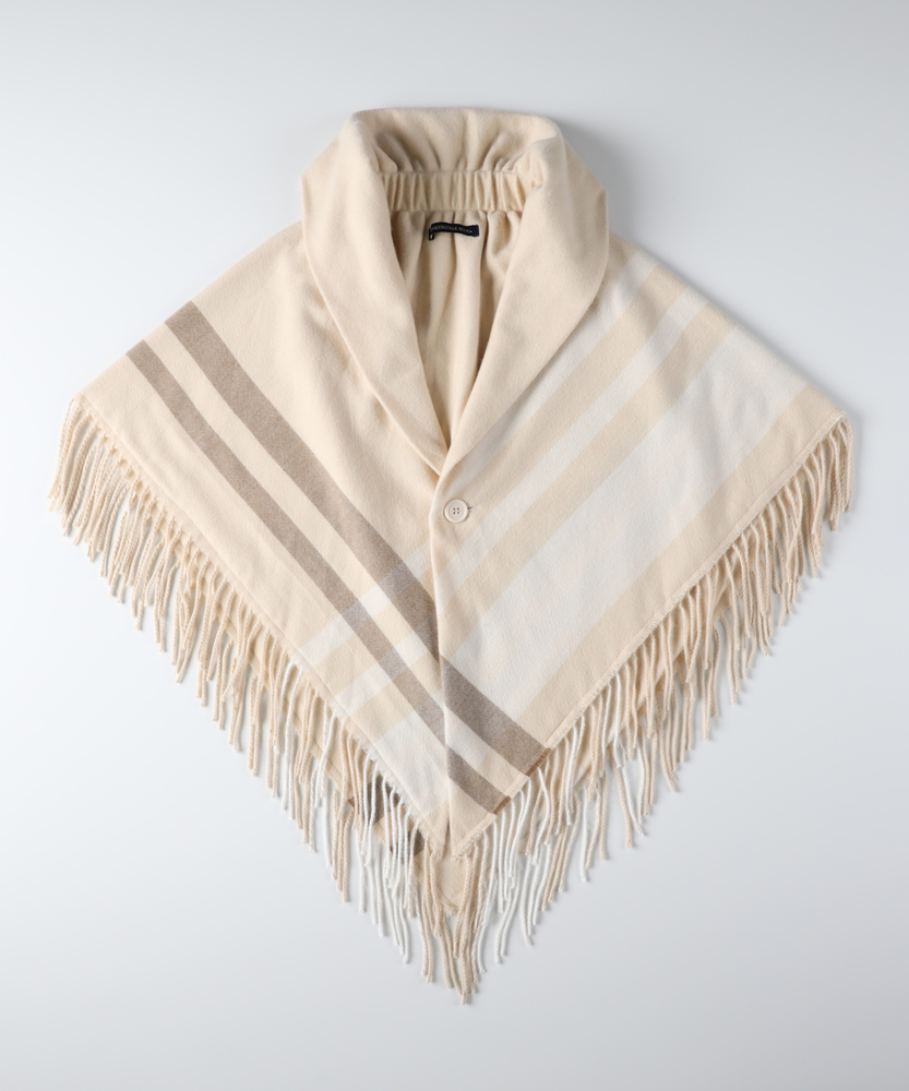 チェック柄ポンチョストール